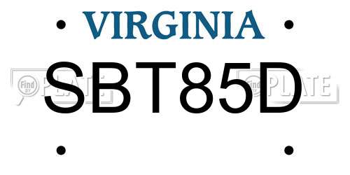 SBT85D Virginia License Plate