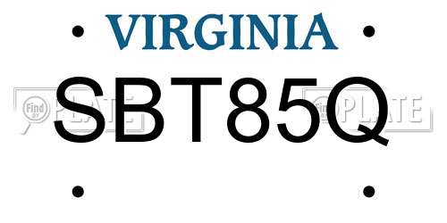 SBT85Q Virginia License Plate
