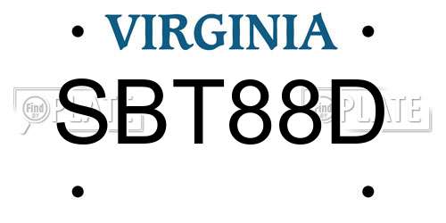 SBT88D Virginia License Plate