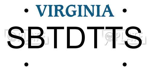 SBTDTTS Virginia License Plate