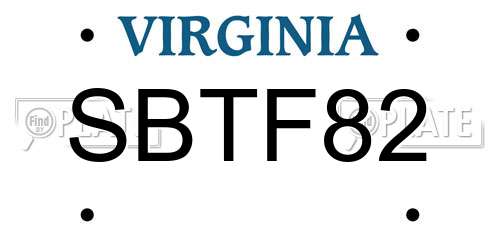 SBTF82 Virginia License Plate
