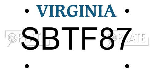SBTF87 Virginia License Plate