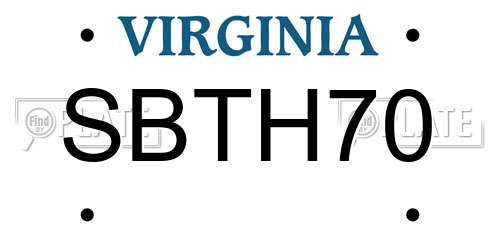 SBTH70 Virginia License Plate