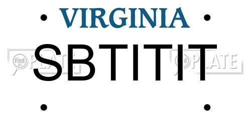 SBTITIT Virginia License Plate