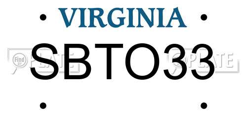 SBTO33 Virginia License Plate
