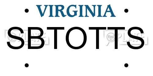 SBTOTTS Virginia License Plate
