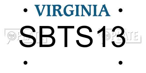 SBTS13 Virginia License Plate