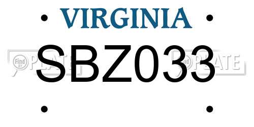 SBZ033 Virginia License Plate