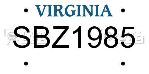 SBZ1985 Virginia License Plate