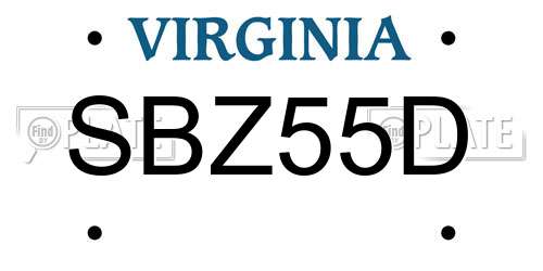 SBZ55D Virginia License Plate