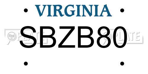 SBZB80 Virginia License Plate