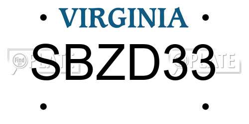 SBZD33 Virginia License Plate