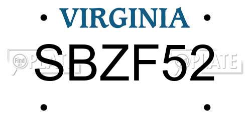SBZF52 Virginia License Plate