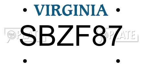 SBZF87 Virginia License Plate