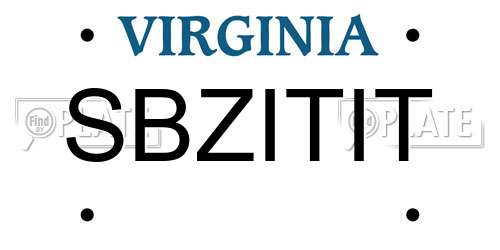 SBZITIT Virginia License Plate