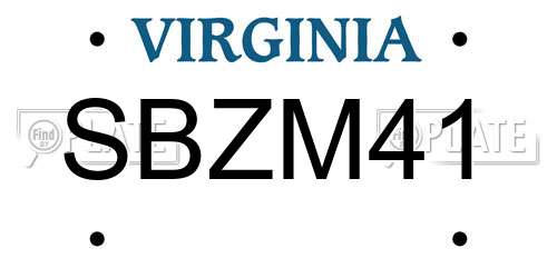 SBZM41 Virginia License Plate