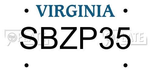 SBZP35 Virginia License Plate