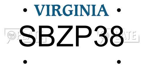 SBZP38 Virginia License Plate