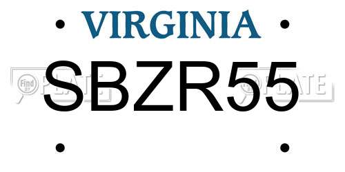SBZR55 Virginia License Plate