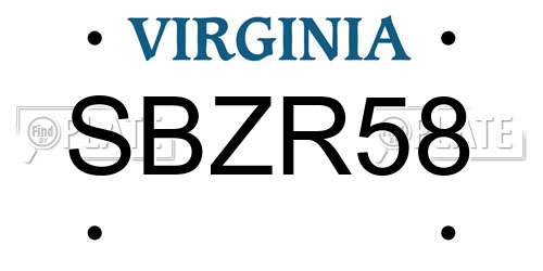 SBZR58 Virginia License Plate