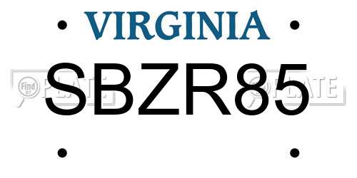 SBZR85 Virginia License Plate