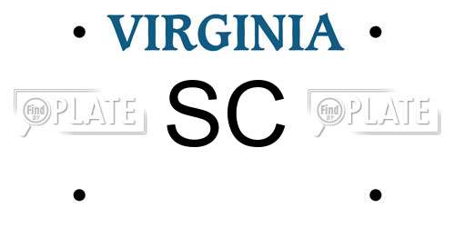 SC Virginia License Plate