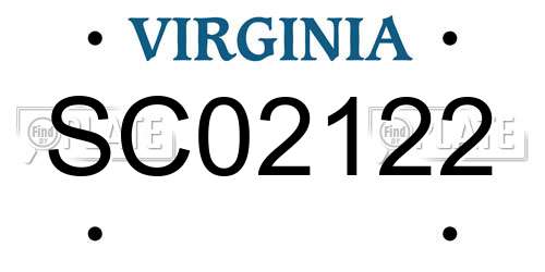 SC02122 Virginia License Plate