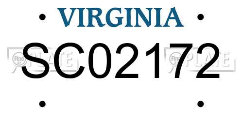 SC02172 Virginia License Plate