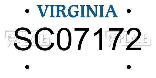 SC07172 Virginia License Plate