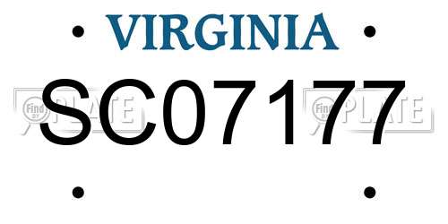 SC07177 Virginia License Plate