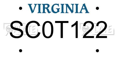 SC0T122 Virginia License Plate