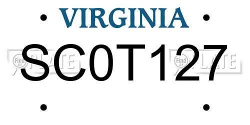 SC0T127 Virginia License Plate