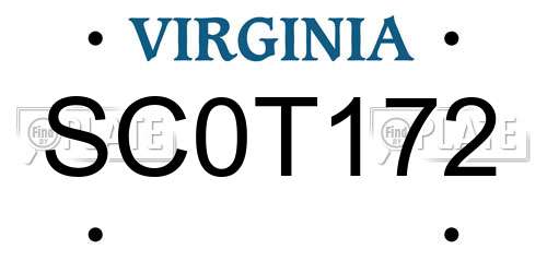 SC0T172 Virginia License Plate