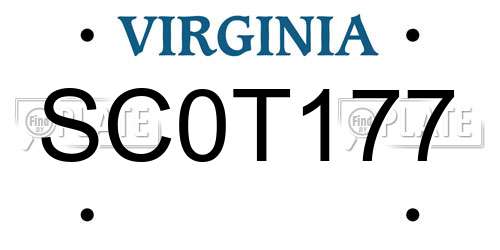 SC0T177 Virginia License Plate