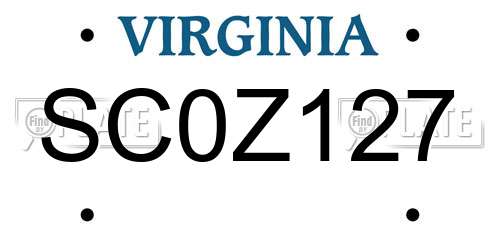 SC0Z127 Virginia License Plate