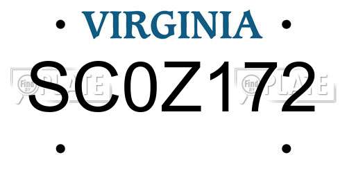 SC0Z172 Virginia License Plate
