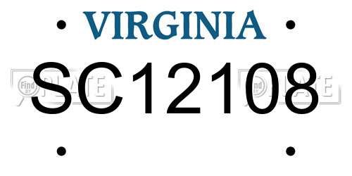 SC12108 Virginia License Plate