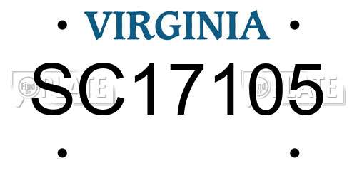 SC17105 Virginia License Plate