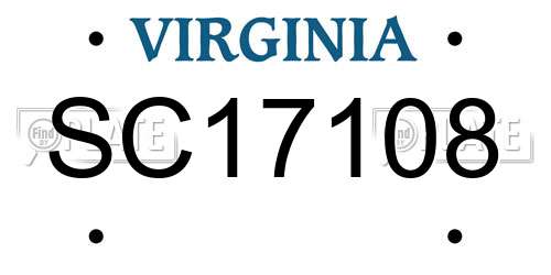 SC17108 Virginia License Plate
