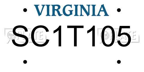 SC1T105 Virginia License Plate