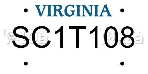 SC1T108 Virginia License Plate