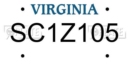 SC1Z105 Virginia License Plate