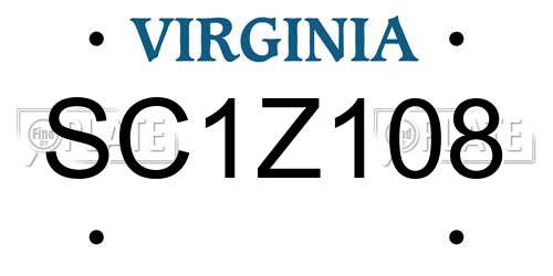 SC1Z108 Virginia License Plate