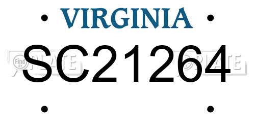 SC21264 Virginia License Plate
