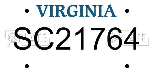 SC21764 Virginia License Plate