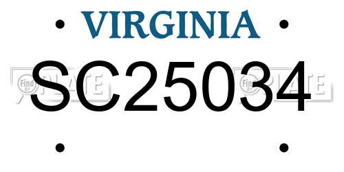 SC25034 Virginia License Plate