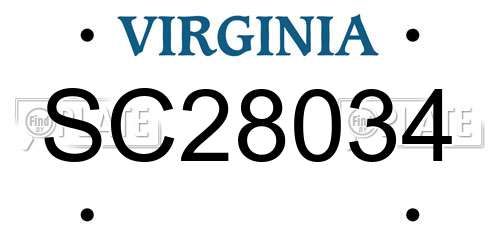 SC28034 Virginia License Plate