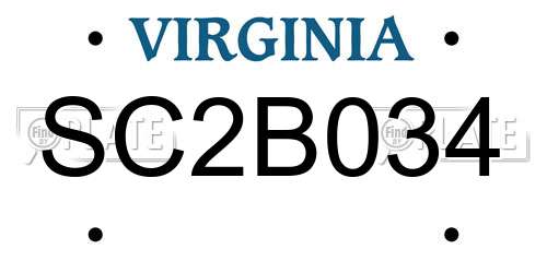 SC2B034 Virginia License Plate