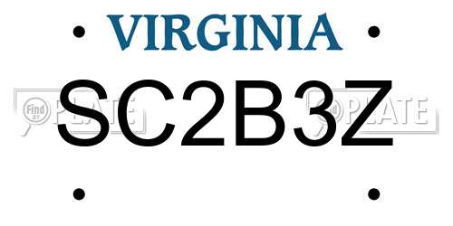 SC2B3Z Virginia License Plate