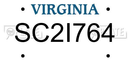 SC2I764 Virginia License Plate